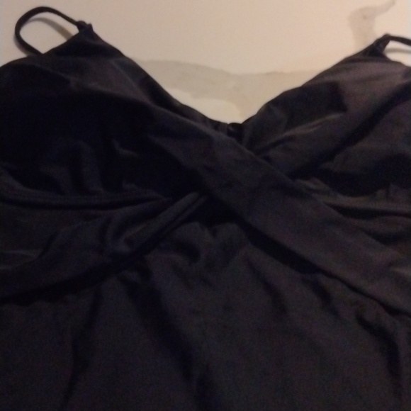 V Neck Mesh Cutout Swimwear Cross Front Tummy Control Push Up SZ L (8-10) black - Picture 8 of 8